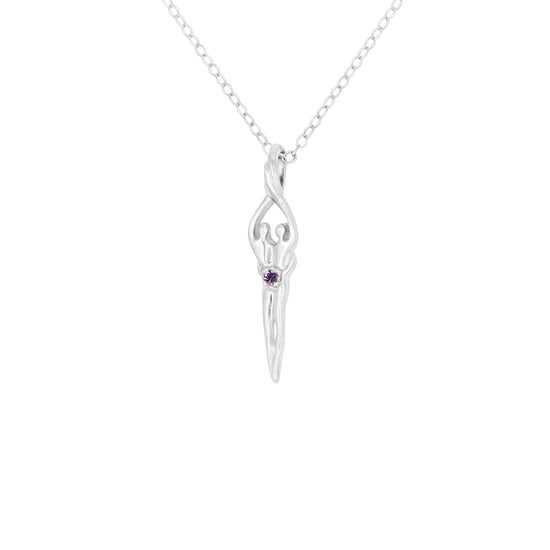 Small Soulmate Necklace, .925 Genuine Sterling Silver, 18" Chain, 1" by ¼" Charm, Clear Cubic Zirconia