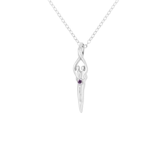 Small Soulmate Necklace, .925 Genuine Sterling Silver, 18" Chain, 1" by ¼" Charm, Sapphire Cubic Zirconia