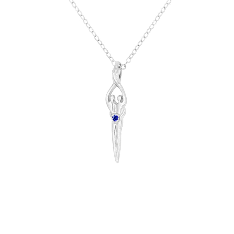 Small Soulmate Necklace, .925 Genuine Sterling Silver, 18" Chain, 1" by ¼" Charm, Clear Cubic Zirconia