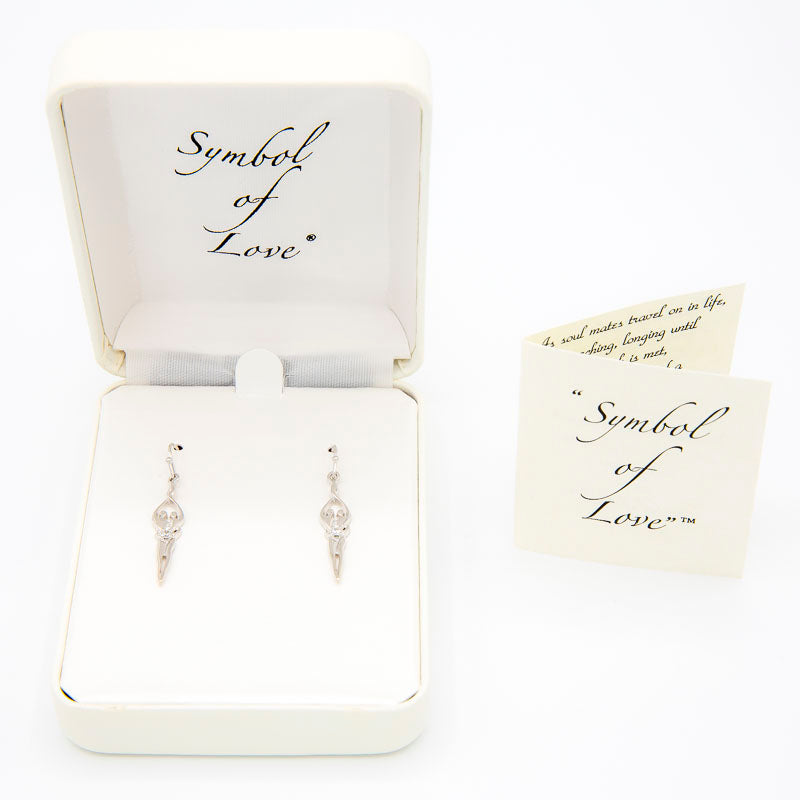 Small Soulmate Earrings, 1" by ¾", .925 Genuine Sterling Silver, Ear Wire, Clear Cubic Zirconia