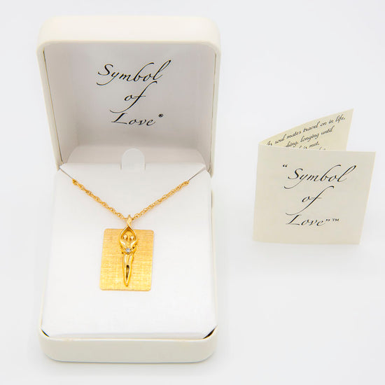 Medium Unisex Soulmate Necklace, .925 Genuine Sterling Silver with 14kt. Gold Overlay, 22" Rope Chain, Charm 1 1/4" by 3/4", Clear Cubic Zirconia Stone