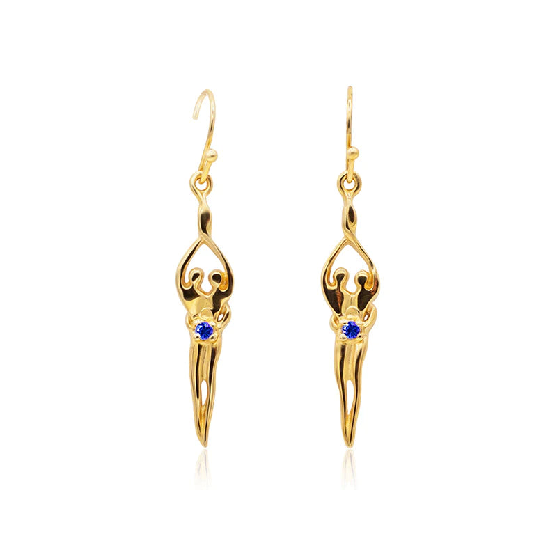 Small Soulmate Earrings, 1" by ¾", .925 Genuine Sterling Silver with 14kt. Gold Overlay, Ear Wire, Clear Cubic Zirconia