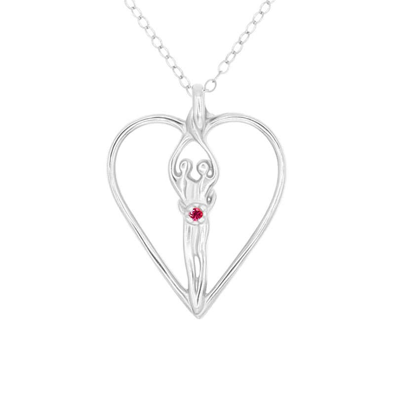 Large Soulmate Heart Necklace, .925 Genuine Sterling Silver, 18" Chain, Charm 1 ½" by 1 ¼", Clear Cubic Zirconia