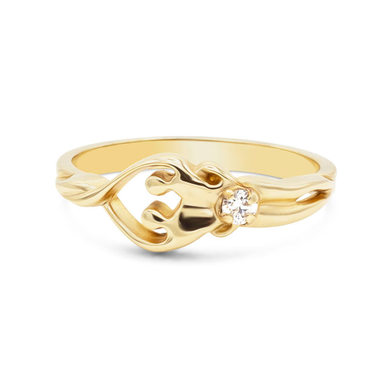 Gold Soulmate Ring with a Clear CZ Gem in soulmate design 