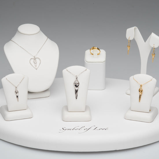 Symbol of love soulmate collection on jewelry displays