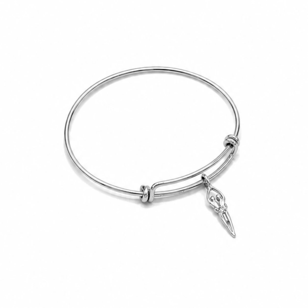 Sterling Silver Double Adjustable Bangle Bracelet with Soulmate Charm