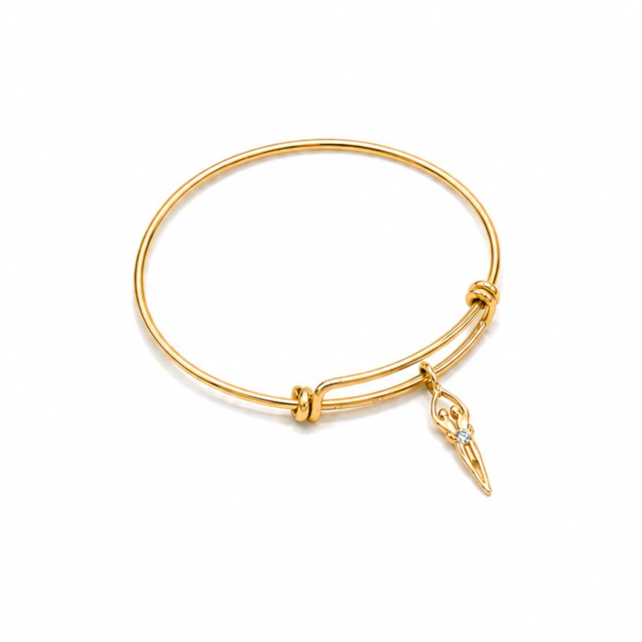 Sterling Silver Double Adjustable Bangle Bracelet with Soulmate Charm