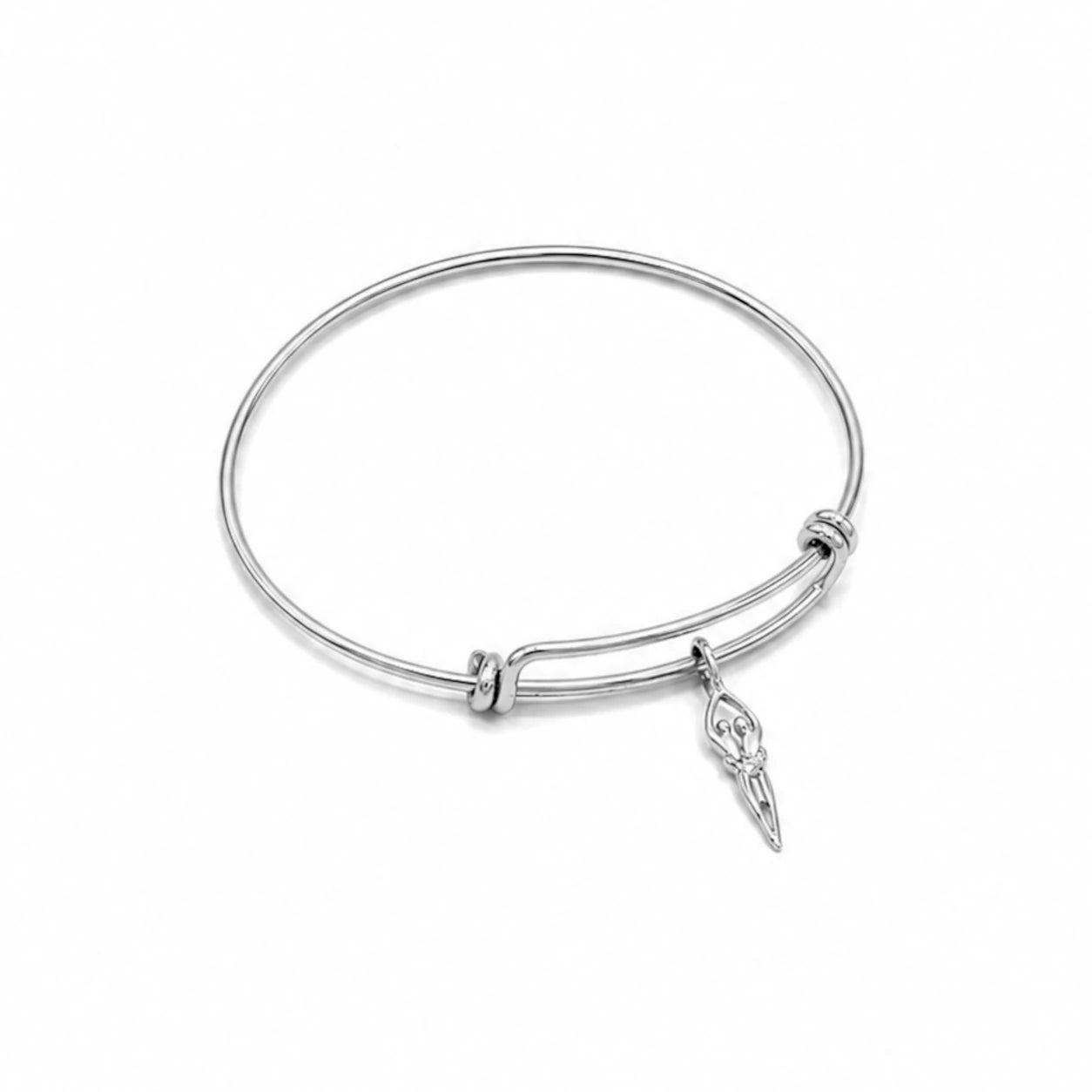Sterling Silver Double Adjustable Bangle Bracelet with Soulmate Charm