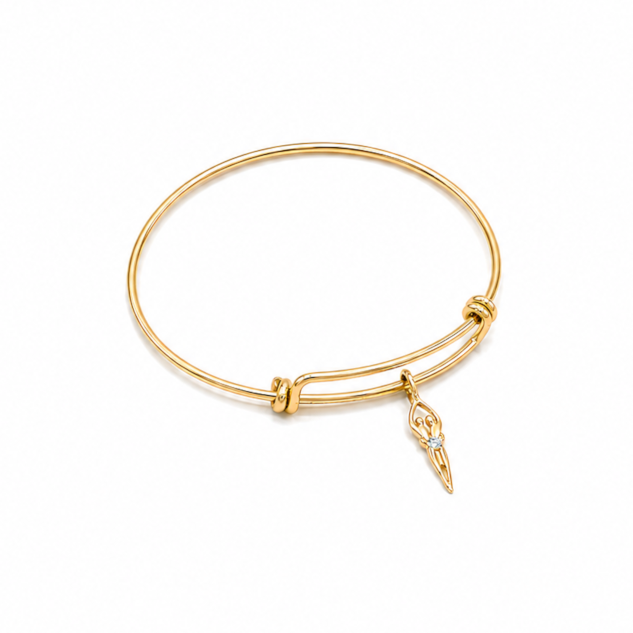 Sterling Silver Double Adjustable Bangle Bracelet with Soulmate Charm