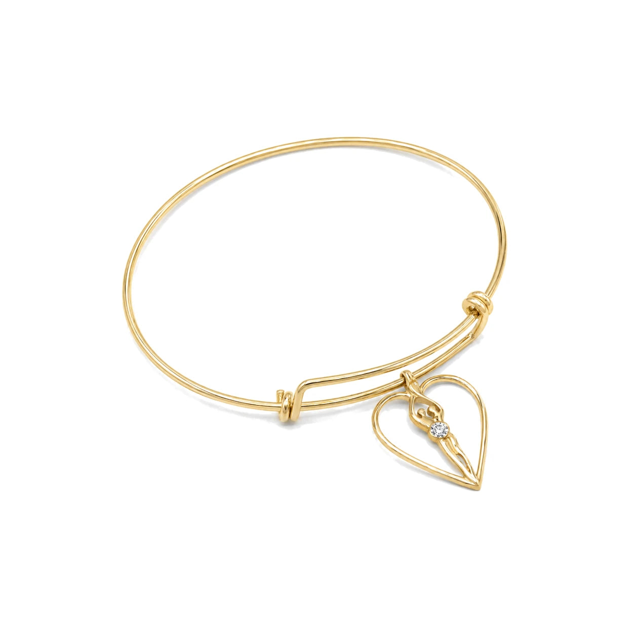 Sterling Silver Double Adjustable Bangle Bracelet with Soulmate Charm
