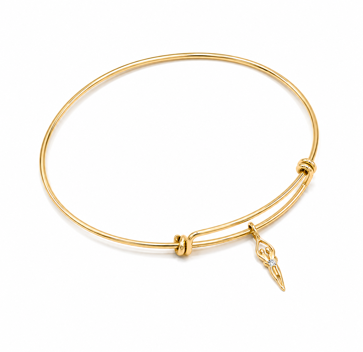 Sterling Silver Double Adjustable Bangle Bracelet with Soulmate Charm