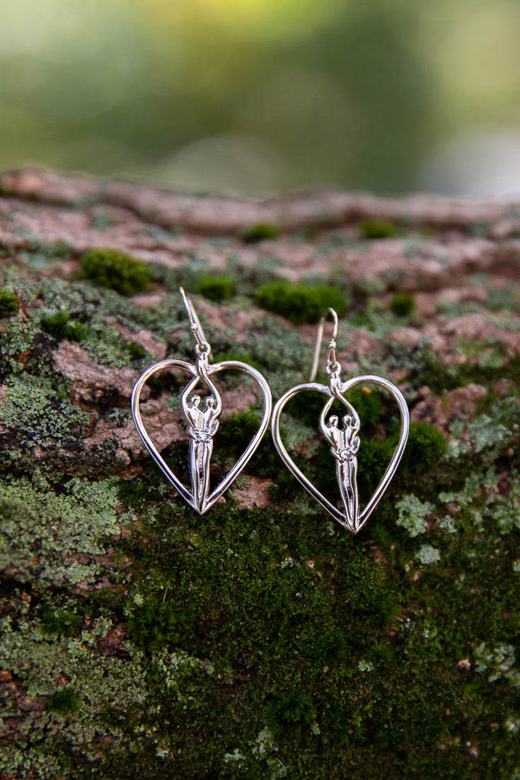 Sterling Silver Soulmate Heart Earrings