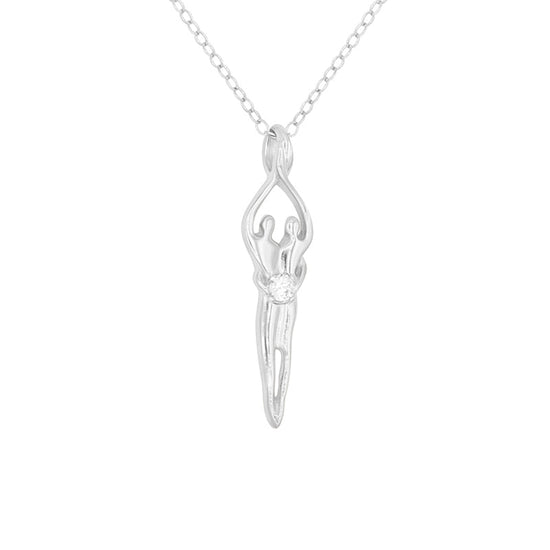 Load image into Gallery viewer, Medium Silver Soulmate Necklace Collection with Clear CZ Stone inserted
