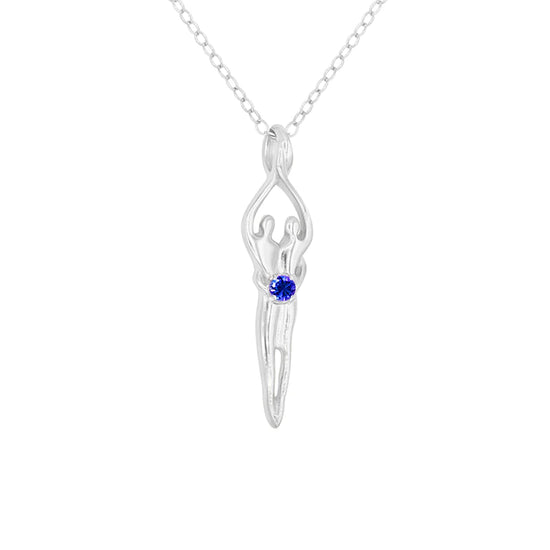 Medium Soulmate Necklace, .925 Genuine Sterling Silver, 18" Chain, Charm 1 ⅛" by ⅜", Clear Cubic Zirconia