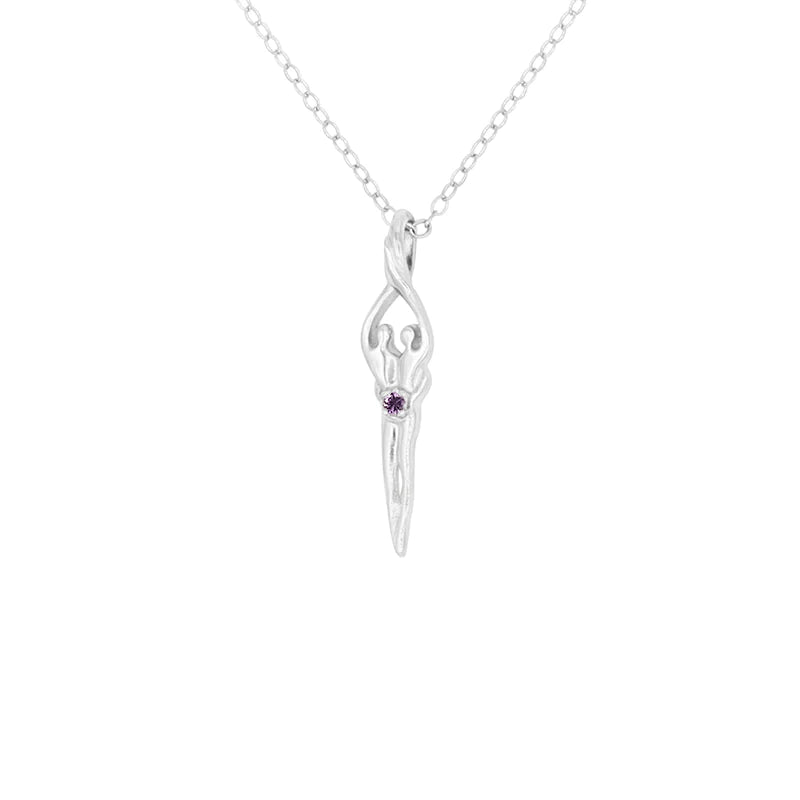 Small Soulmate Necklace, .925 Genuine Sterling Silver, 18" Chain, 1" by ¼" Charm, Clear Cubic Zirconia