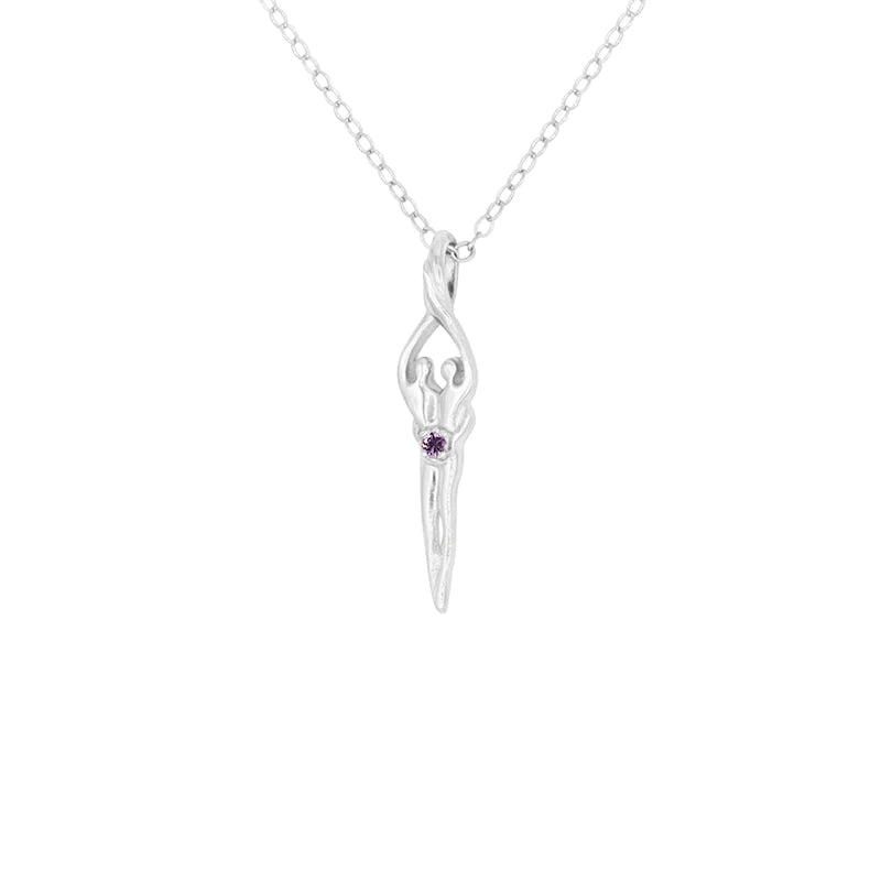 Load image into Gallery viewer, Small Soulmate Necklace, .925 Genuine Sterling Silver, 18&amp;quot; Chain, 1&amp;quot; by ¼&amp;quot; Charm, Ruby Cubic Zirconia
