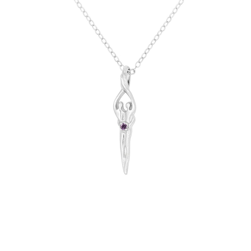 Load image into Gallery viewer, Small Soulmate Necklace, .925 Genuine Sterling Silver, 18&amp;quot; Chain, 1&amp;quot; by ¼&amp;quot; Charm, Sapphire Cubic Zirconia
