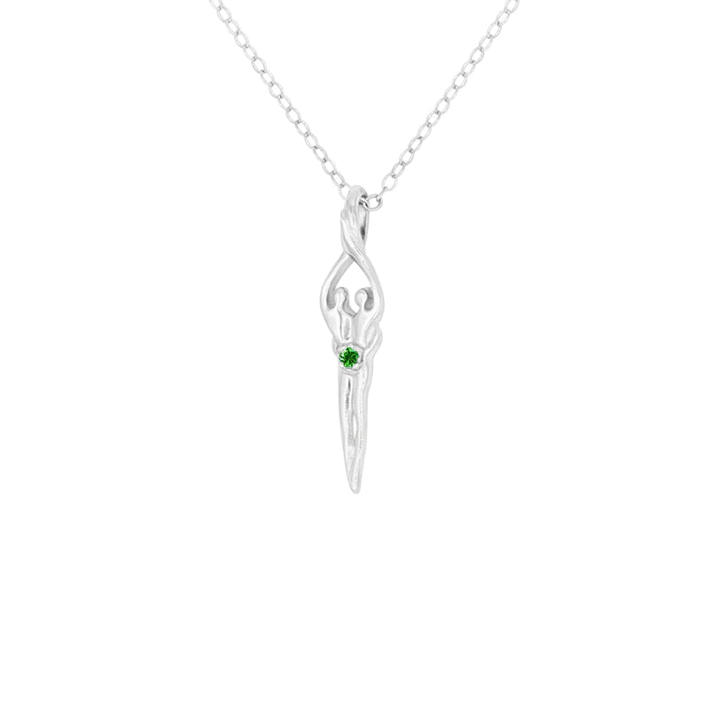 Small Soulmate Necklace, .925 Genuine Sterling Silver, 18" Chain, 1" by ¼" Charm, Clear Cubic Zirconia