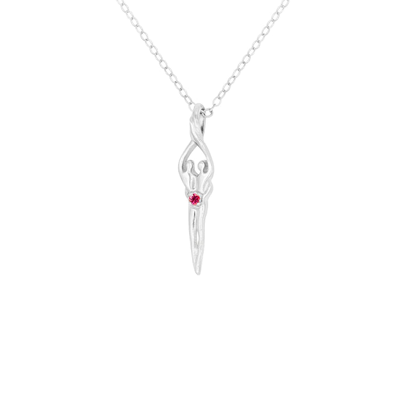 Small Soulmate Necklace, .925 Genuine Sterling Silver, 18" Chain, 1" by ¼" Charm, Clear Cubic Zirconia