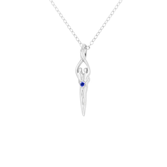 Small Soulmate Necklace, .925 Genuine Sterling Silver, 18" Chain, 1" by ¼" Charm, Clear Cubic Zirconia