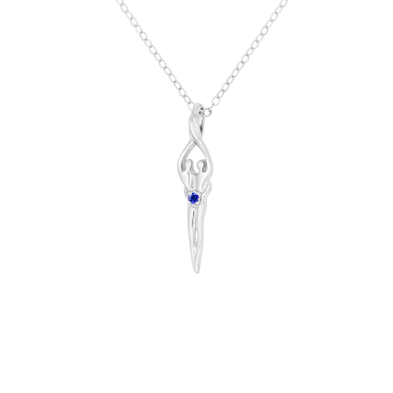 Small Soulmate Necklace, .925 Genuine Sterling Silver, 18" Chain, 1" by ¼" Charm, Amethyst Cubic Zirconia