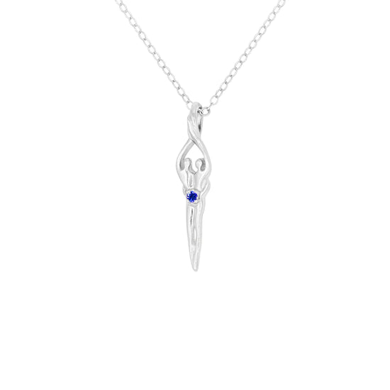 Small Soulmate Necklace, .925 Genuine Sterling Silver, 18" Chain, 1" by ¼" Charm, Amethyst Cubic Zirconia