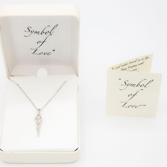 Small Soulmate Necklace, .925 Genuine Sterling Silver, 18" Chain, 1" by ¼" Charm, Sapphire Cubic Zirconia