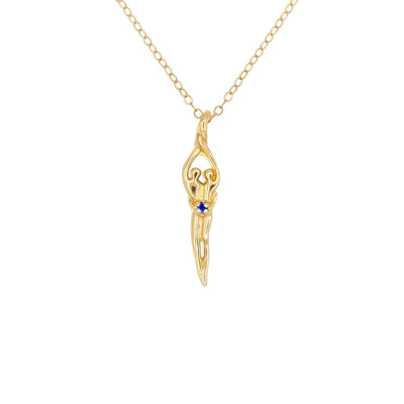 Load image into Gallery viewer, Small Soulmate Necklace, .925 Genuine Sterling Silver with 14kt. Gold overlay, 18&amp;quot; Chain, 1&amp;quot; by ¼&amp;quot; Charm, Clear Cubic Zirconia
