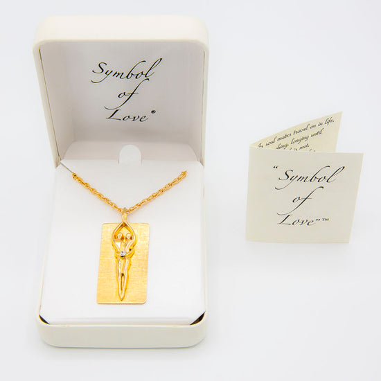 Load image into Gallery viewer, Large Unisex Soulmate Necklace, .925 Genuine Sterling Silver with 14kt. Gold Overlay, 22&amp;quot; Rope Chain, Charm 1 3/4&amp;quot; by 3/4, Clear Cubic Zirconia Stone
