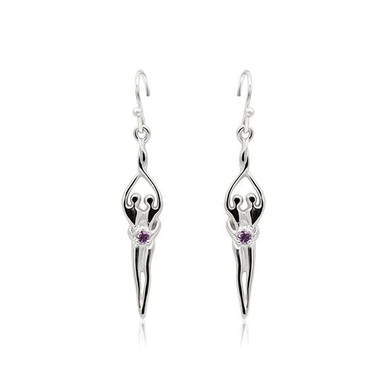 Small Soulmate Earrings, 1" by ¾", .925 Genuine Sterling Silver, Ear Wire, Clear Cubic Zirconia