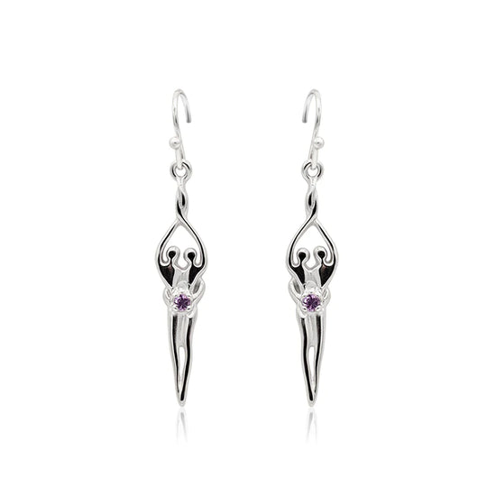 Load image into Gallery viewer, Small Soulmate Earrings, 1&amp;quot; by ¾&amp;quot;, .925 Genuine Sterling Silver, Ear Wire, Clear Cubic Zirconia
