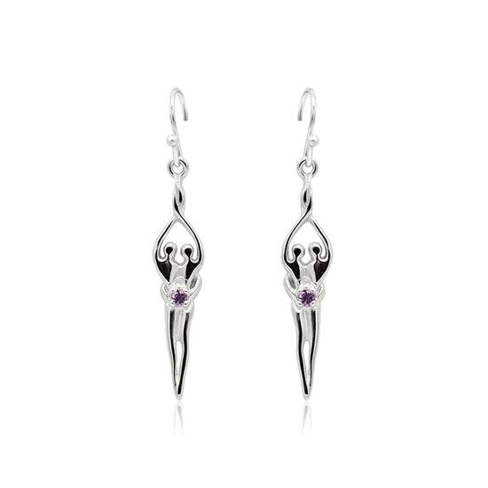 Small Soulmate Earrings, 1" by ¾", .925 Genuine Sterling Silver, Ear Wire, Sapphire Cubic Zirconia