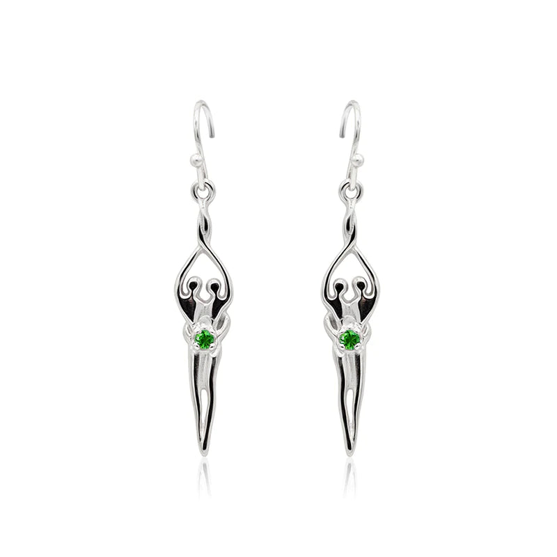 Small Soulmate Earrings, 1" by ¾", .925 Genuine Sterling Silver, Ear Wire, Clear Cubic Zirconia