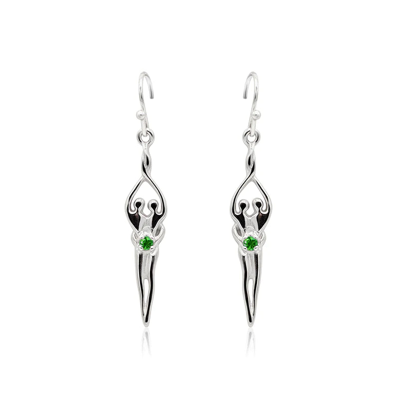 Load image into Gallery viewer, Small Soulmate Earrings, 1&amp;quot; by ¾&amp;quot;, .925 Genuine Sterling Silver, Ear Wire, Clear Cubic Zirconia
