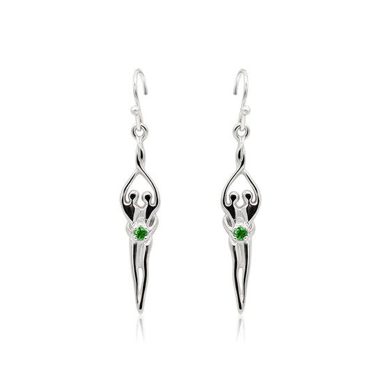 Small Soulmate Earrings, 1" by ¾", .925 Genuine Sterling Silver, Ear Wire, Clear Cubic Zirconia