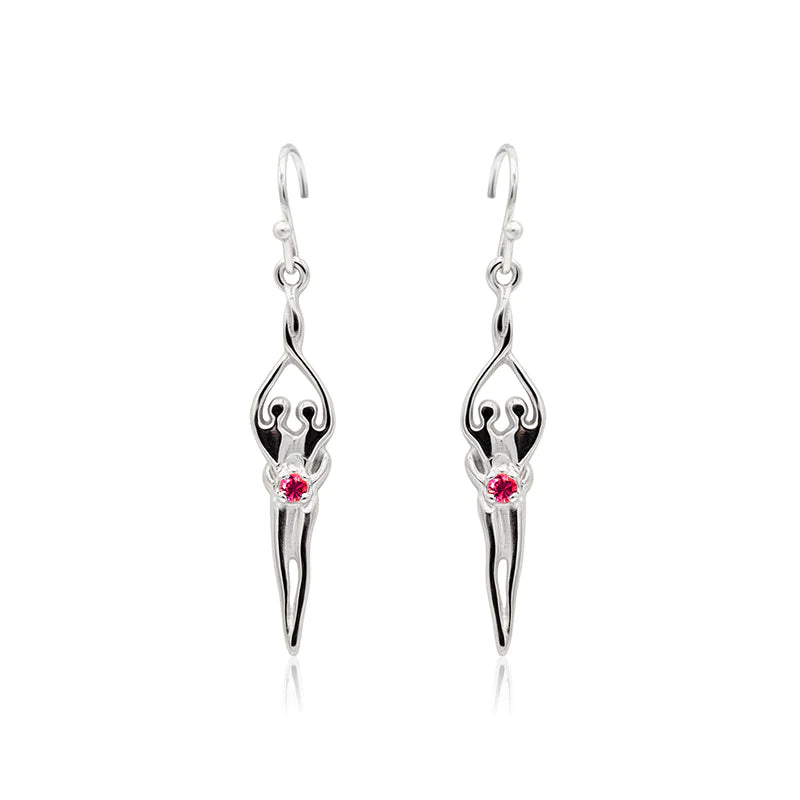 Pendientes pequeños de alma gemela, 1" por ¾", plata de ley genuina .925, alambre para oreja, circonita cúbica transparente