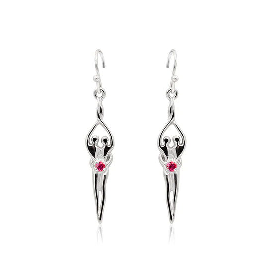 Small Soulmate Earrings, 1" by ¾", .925 Genuine Sterling Silver, Ear Wire, Clear Cubic Zirconia