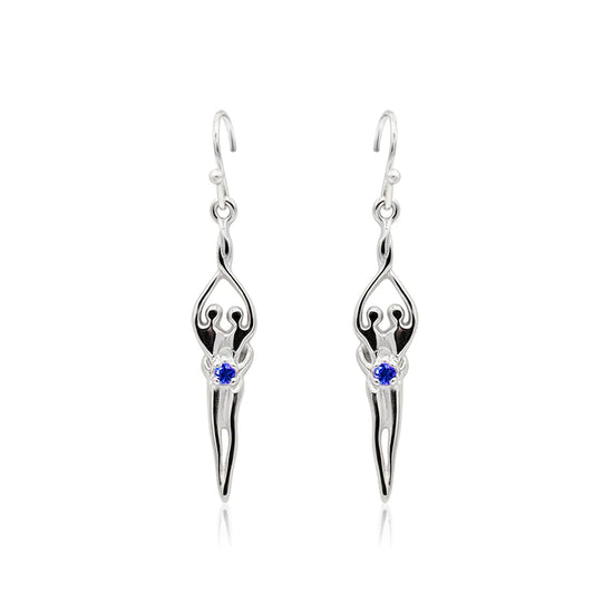 Small Soulmate Earrings, 1" by ¾", .925 Genuine Sterling Silver, Ear Wire, Clear Cubic Zirconia