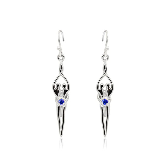 Small Soulmate Earrings, 1" by ¾", .925 Genuine Sterling Silver, Ear Wire, Emerald Cubic Zirconia