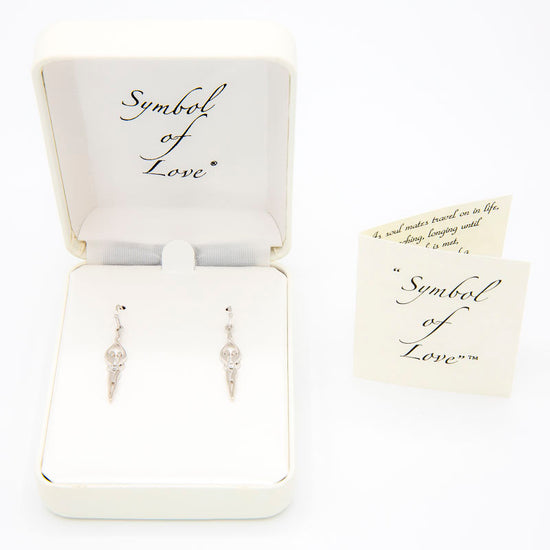 Small Soulmate Earrings, 1" by ¾", .925 Genuine Sterling Silver, Ear Wire, Emerald Cubic Zirconia Stone