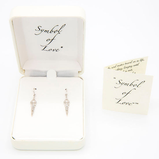Load image into Gallery viewer, Small Soulmate Earrings, 1&amp;quot; by ¾&amp;quot;, .925 Genuine Sterling Silver, Ear Wire, Sapphire Cubic Zirconia
