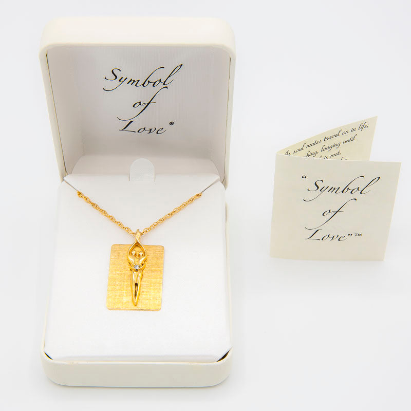 Load image into Gallery viewer, Medium Unisex Soulmate Necklace, .925 Genuine Sterling Silver with 14kt. Gold Overlay, 22&amp;quot; Rope Chain, Charm 1 1/4&amp;quot; by 3/4&amp;quot;, Clear Cubic Zirconia Stone
