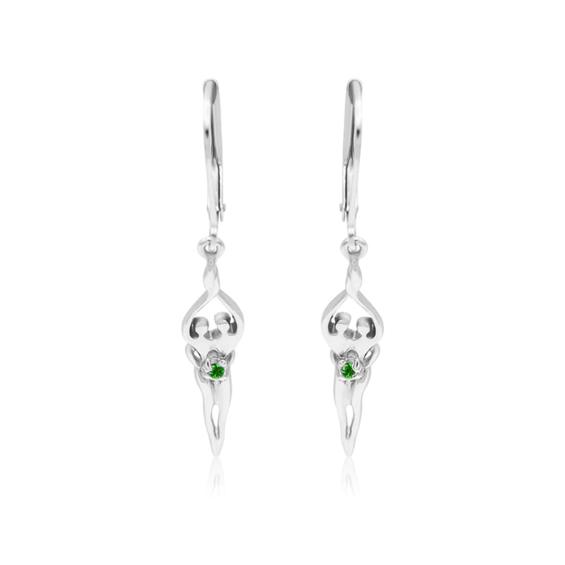 Small Soulmate Earrings, 1 ½” by ½", .925 Genuine Sterling Silver, Lever Back, Clear Cubic Zirconia