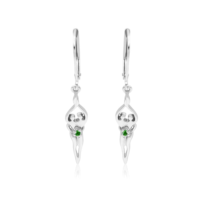 Load image into Gallery viewer, Small Soulmate Earrings, 1 ½” by ¼&amp;quot;, .925 Genuine Sterling Silver, Lever Back, Clear Cubic Zirconia
