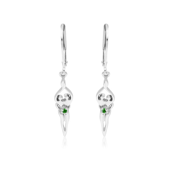 Small Soulmate Earrings, 1 ½” by ¼", .925 Genuine Sterling Silver, Lever Back, Clear Cubic Zirconia