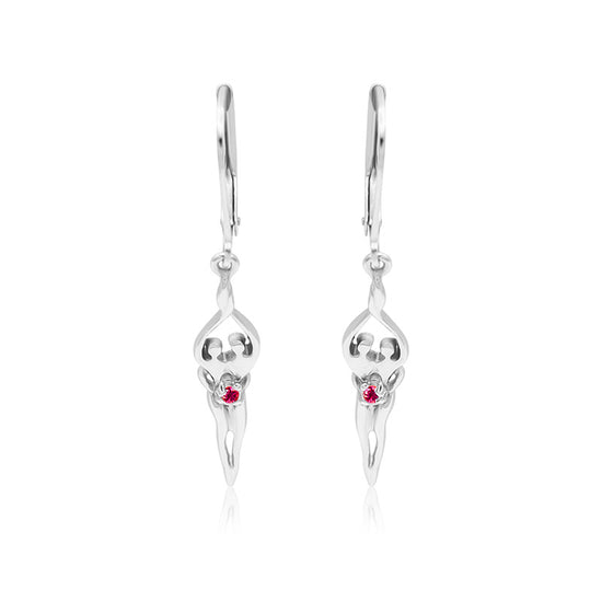 Signature Soulmate Earrings Silver with Ruby CZ Stone