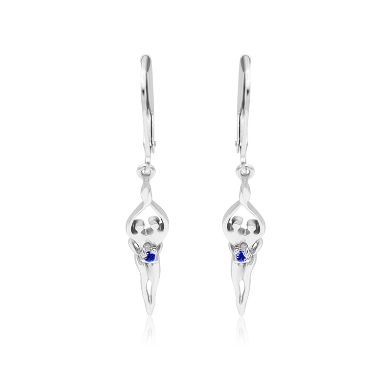 Signature Soulmate Earrings Silver with Sapphire  CZ Stone