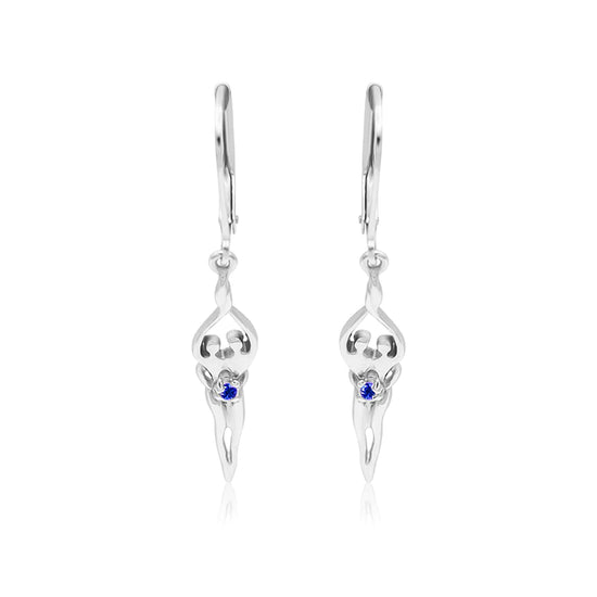 Small Soulmate Earrings, 1 ½” by ½", .925 Genuine Sterling Silver, Lever Back, Clear Cubic Zirconia
