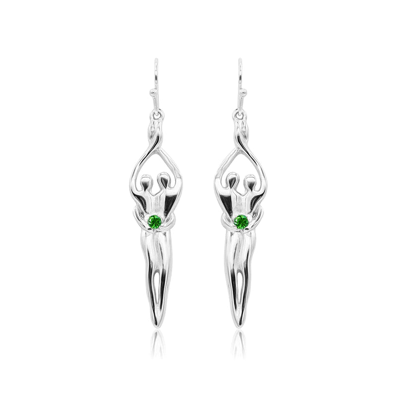 Pendientes medianos Soulmate, 1 ½" por 5/16", plata de ley genuina .925, alambre para oreja, circonita cúbica transparente