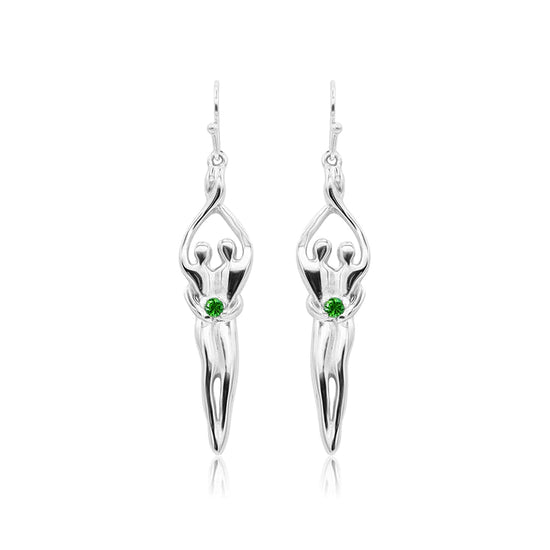 Load image into Gallery viewer, Medium Soulmate Earrings, 1 ½&amp;quot; by 5/16th&amp;quot;, .925 Genuine Sterling Silver, Ear Wire, Clear Cubic Zirconia
